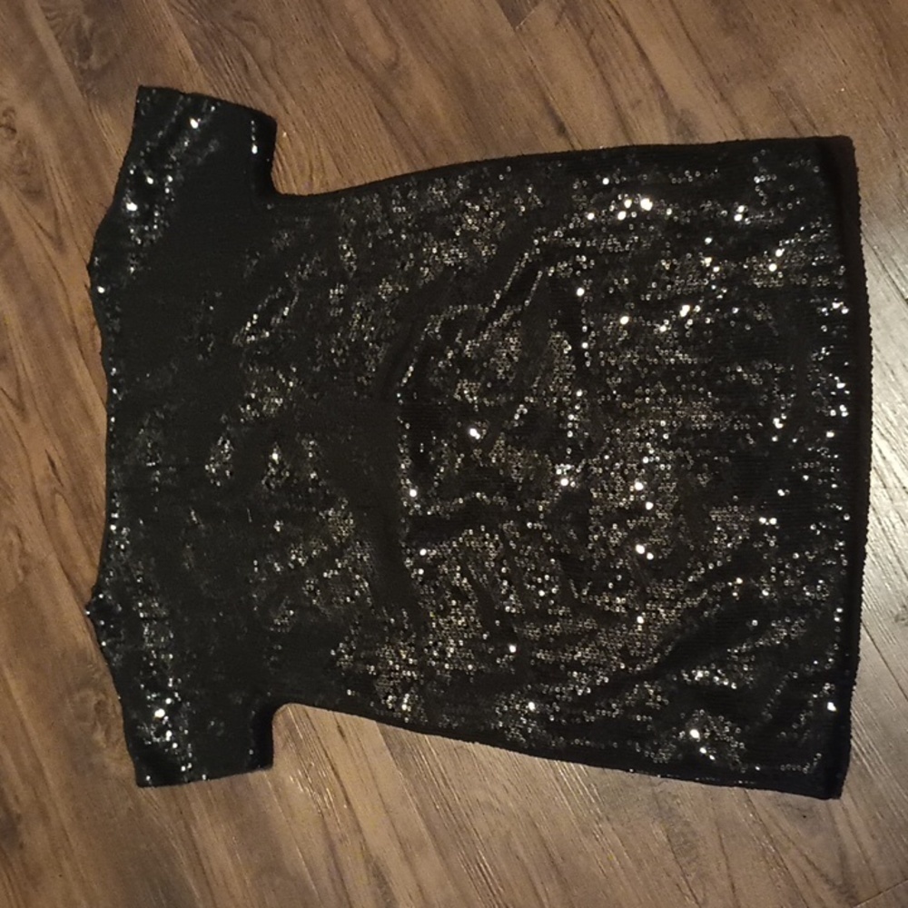Robert Rodriguez Black Boat Neck Sequined Cap Sleeve Mini Dress A37